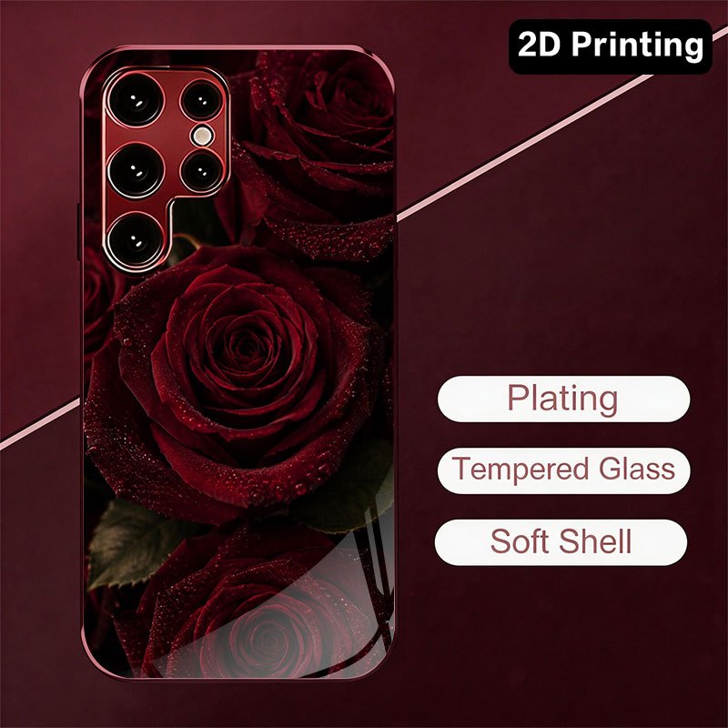 Samsung Galaxy S24 - Glass phone case with dark red