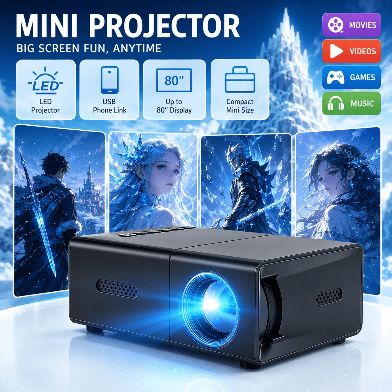 Mini portable projector, compa - Android Tablet Gaming Accessories ulasan dan harga