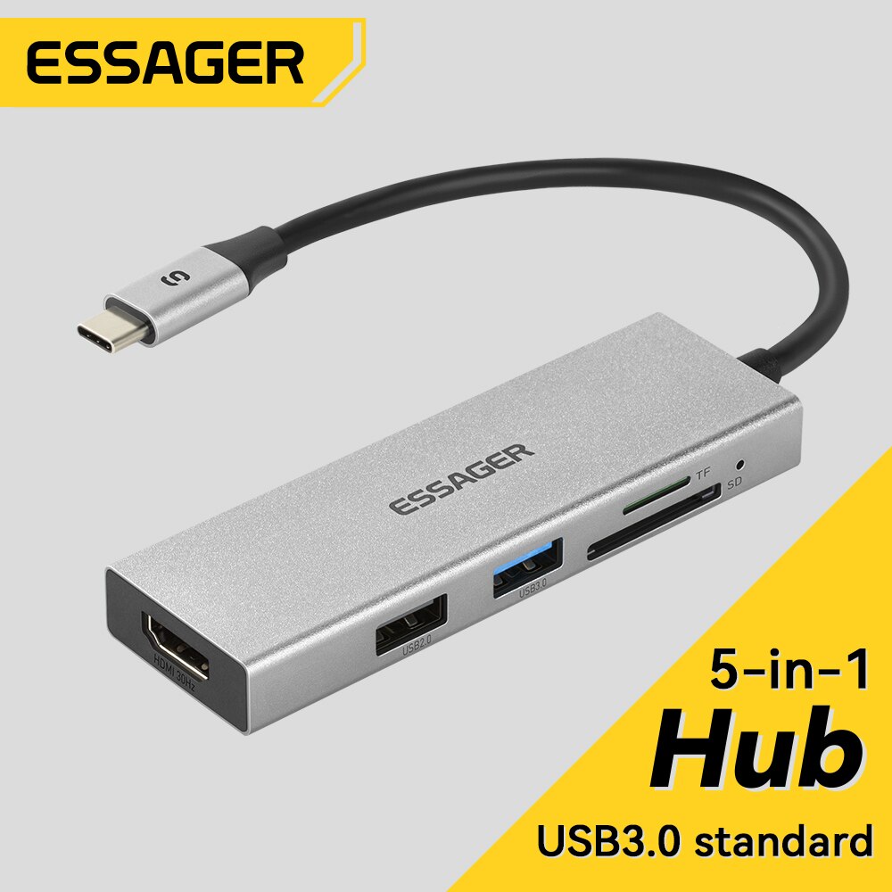 Essager 5 in 1 USB C HUB HDMI- - Usb Hub Type C ulasan dan harga