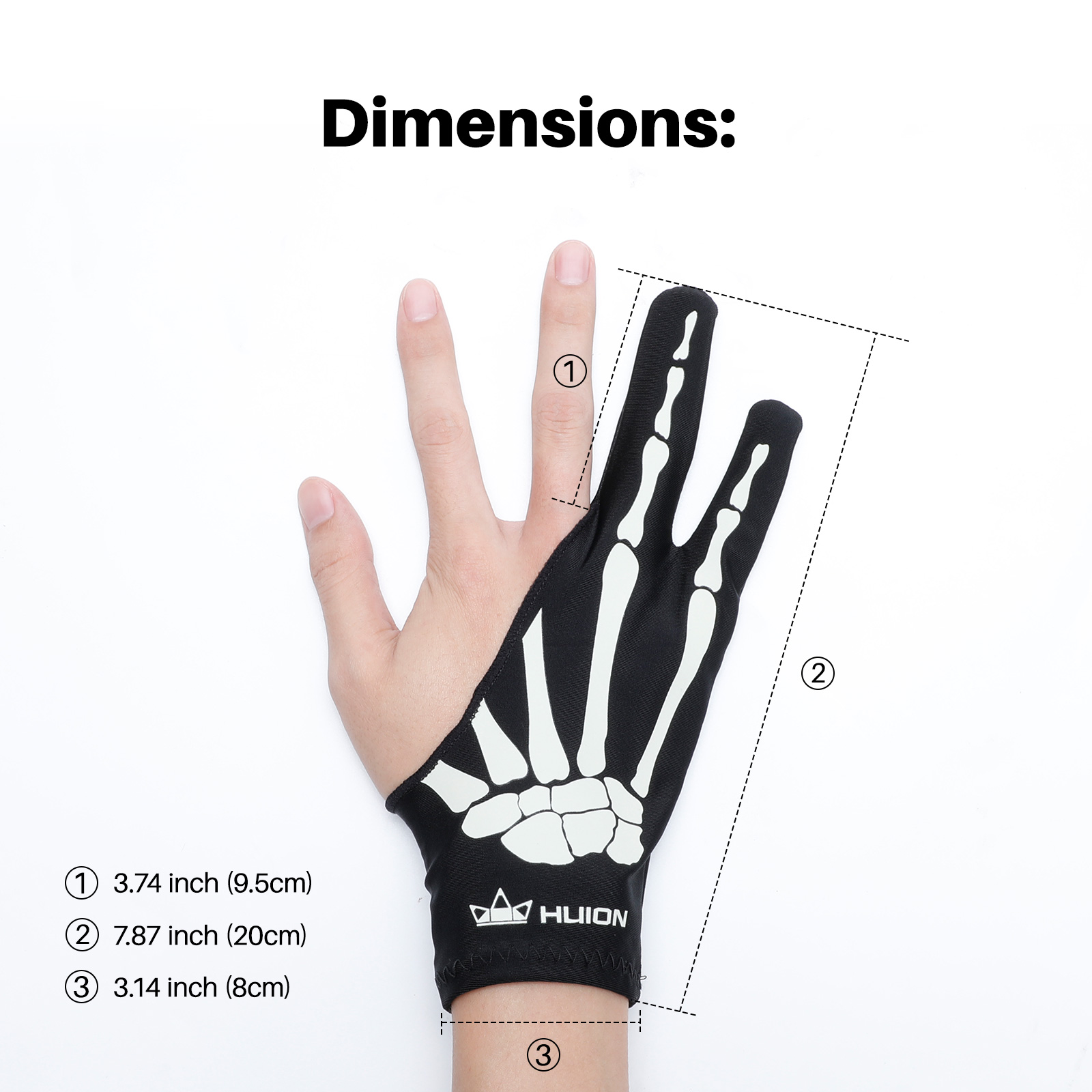 Huion Skeleton Glove Two- Fing - Drawing Glove Artist ulasan dan harga