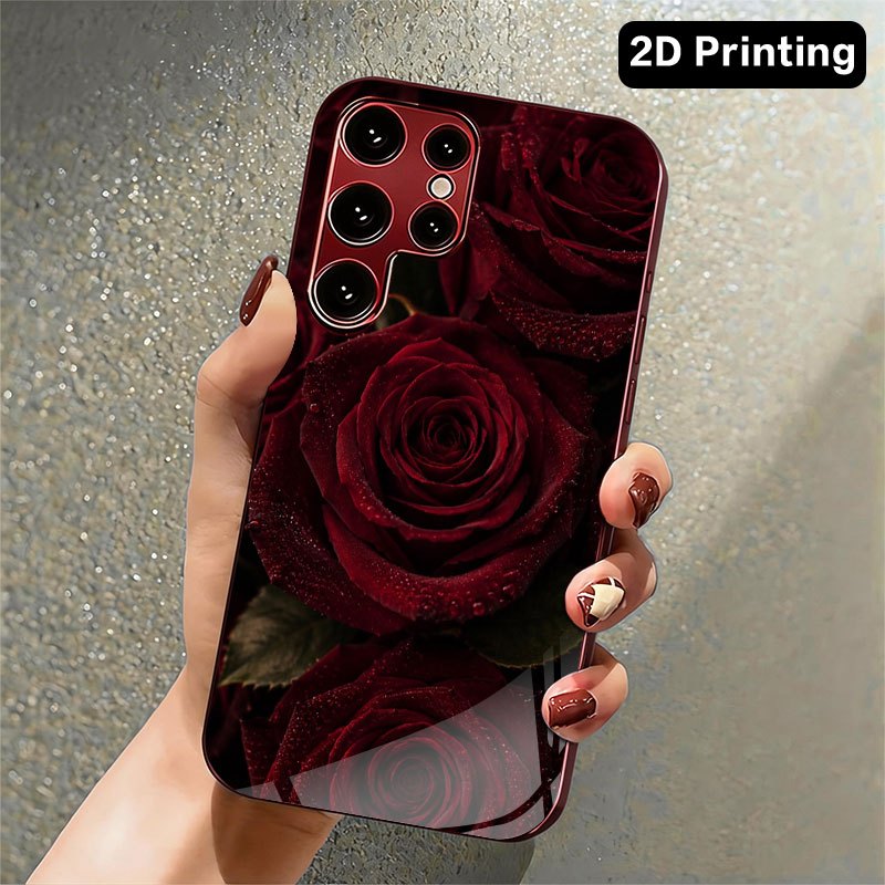 Glass phone case with dark red - Samsung Galaxy S24 ulasan dan harga