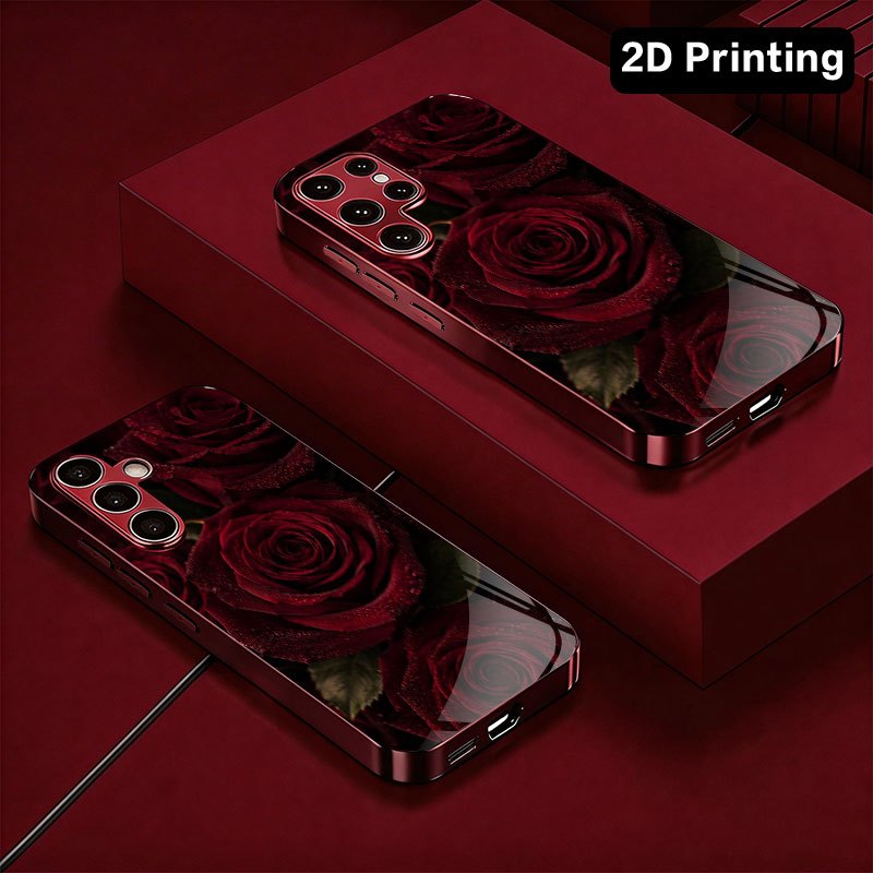 Glass phone case with dark red - Samsung Galaxy S24 ulasan dan harga