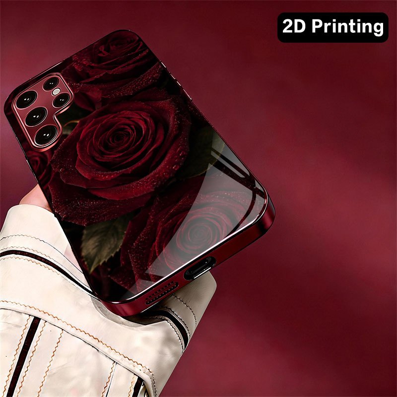 Glass phone case with dark red - Samsung Galaxy S24 ulasan dan harga
