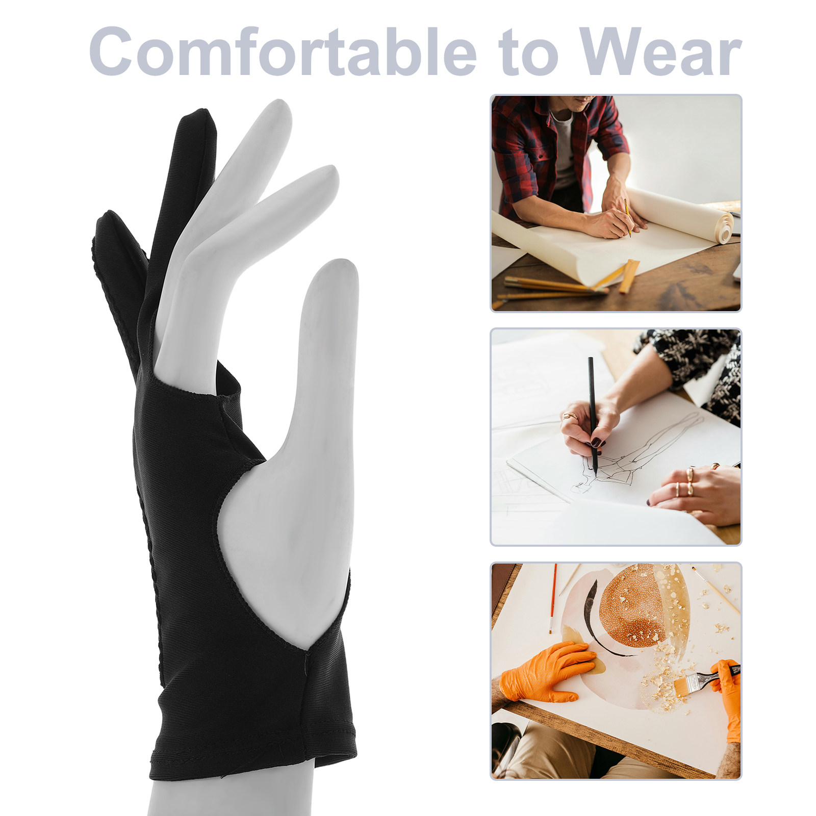4Pcs Drawing Glove Two Finger  - Drawing Glove Artist ulasan dan harga